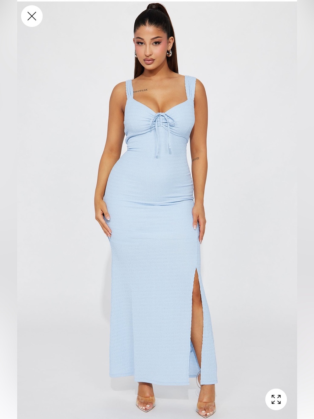 Fashion Nova Blue Bailey Textured Maxi Dress